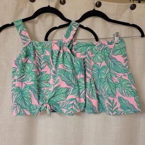 Tommy Bahama Pink & Green Leaf Print Set